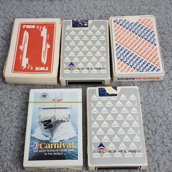 TWA Delta American Air Lines Playing Cards Plus Carnival Cruise Playing Cards - Picture 2 of 2